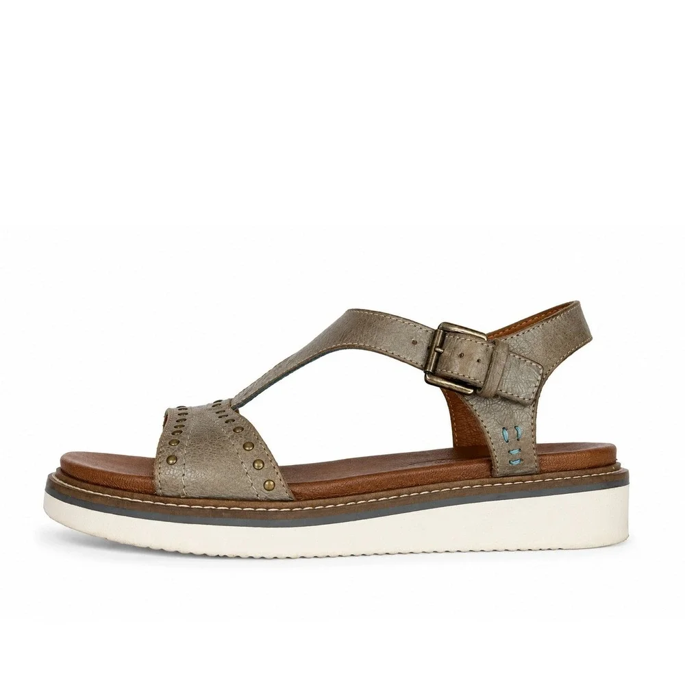 Roan By Bed Stu Women's Size 7.5 Martina Leather Sandals in Alkaline Epica Gray